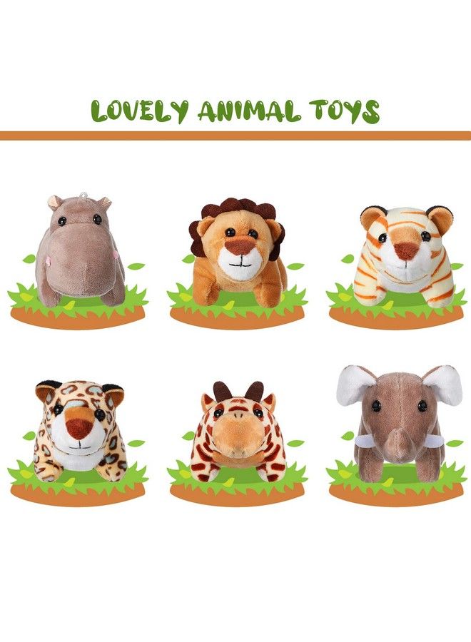 12 Pieces Mini Stuffed Forest Animals Jungle Animal Plush Toys In 4.8 Inch Cute Plush Elephant Lion Giraffe Tiger Plush For Animal Themed Parties Teacher Student Achievement Award (Lying)