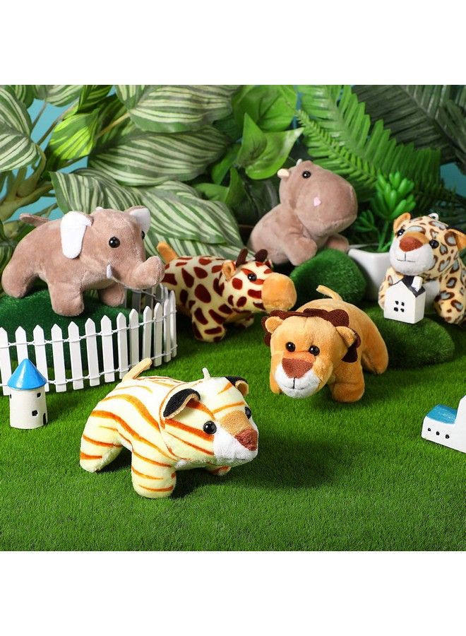 12 Pieces Mini Stuffed Forest Animals Jungle Animal Plush Toys In 4.8 Inch Cute Plush Elephant Lion Giraffe Tiger Plush For Animal Themed Parties Teacher Student Achievement Award (Lying)