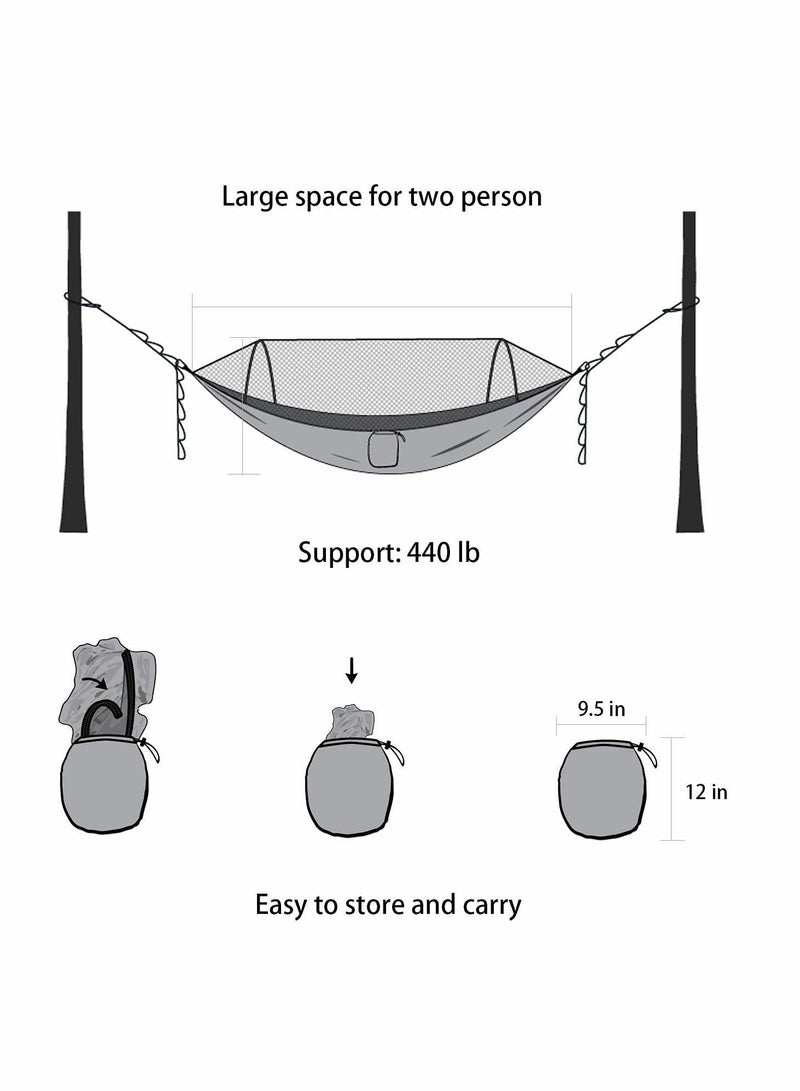 Camping Hammock, Portable Outdoor Hammock, Fully Automatic Quick Open With Mosquito Net, Suitable For Camping, Hiking, Travel, Beach, Backyard