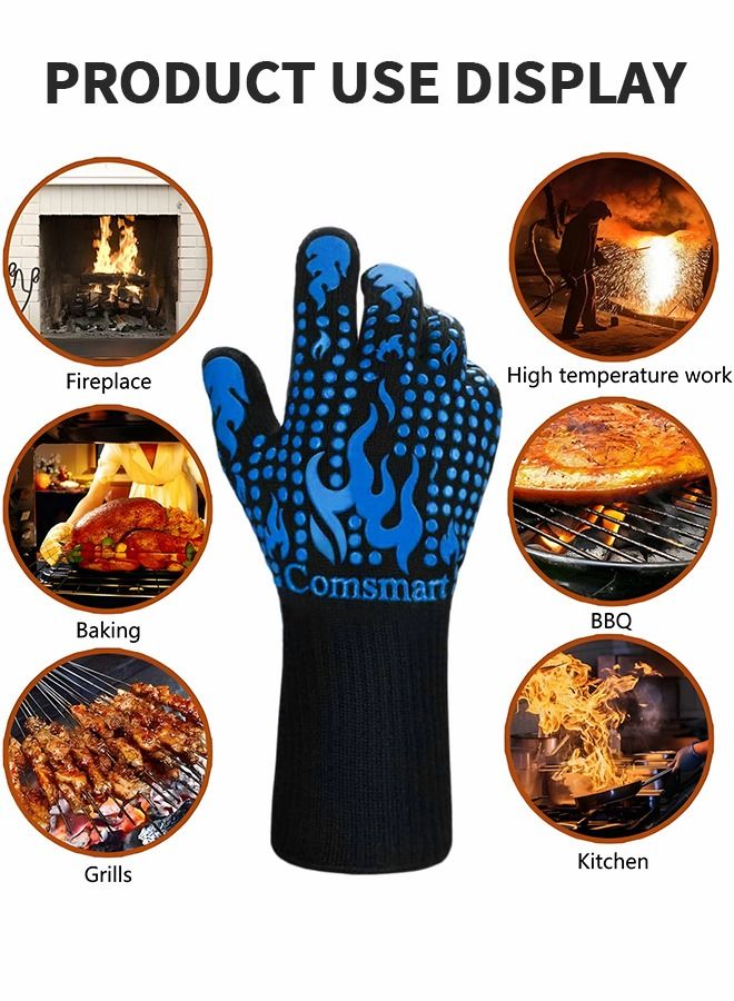 BBQ Gloves,Heat Resistant Grilling Gloves Silicone Non-Slip Oven Gloves for Cooking, Grilling, Baking, Welding, Camping Supplies