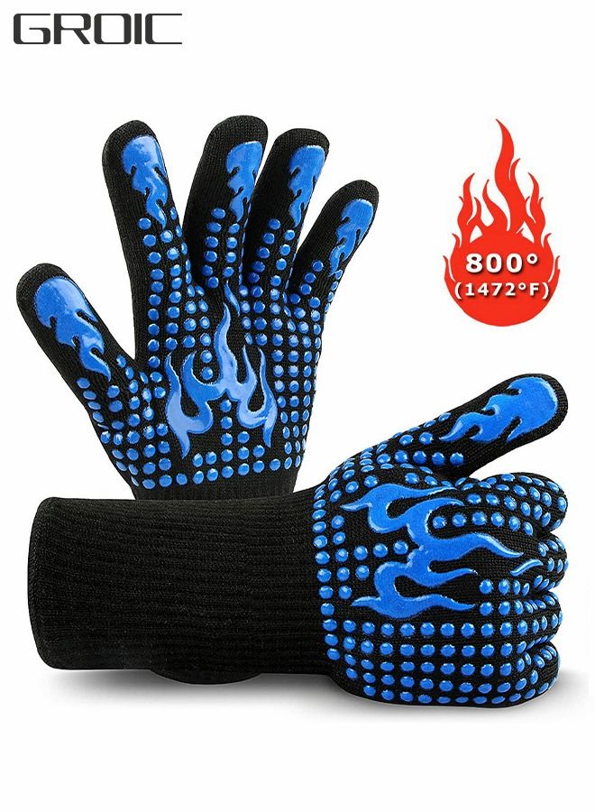 BBQ Gloves,Heat Resistant Grilling Gloves Silicone Non-Slip Oven Gloves for Cooking, Grilling, Baking, Welding, Camping Supplies