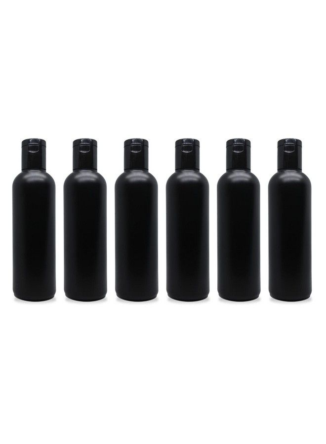 Empty Black Hdpe Bottle With Disc Flip Top Cap Refillable Reusable Cosmetic Container For Lotion Shampoo Oil Toner Serum Conditioner Bpa Free Leakage Proof 200Ml(Pack Of 6)