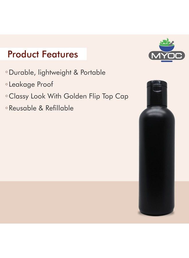 Empty Black Hdpe Bottle With Disc Flip Top Cap Refillable Reusable Cosmetic Container For Lotion Shampoo Oil Toner Serum Conditioner Bpa Free Leakage Proof 200Ml(Pack Of 6)