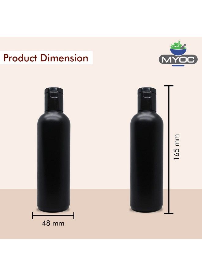 Empty Black Hdpe Bottle With Disc Flip Top Cap Refillable Reusable Cosmetic Container For Lotion Shampoo Oil Toner Serum Conditioner Bpa Free Leakage Proof 200Ml(Pack Of 6)