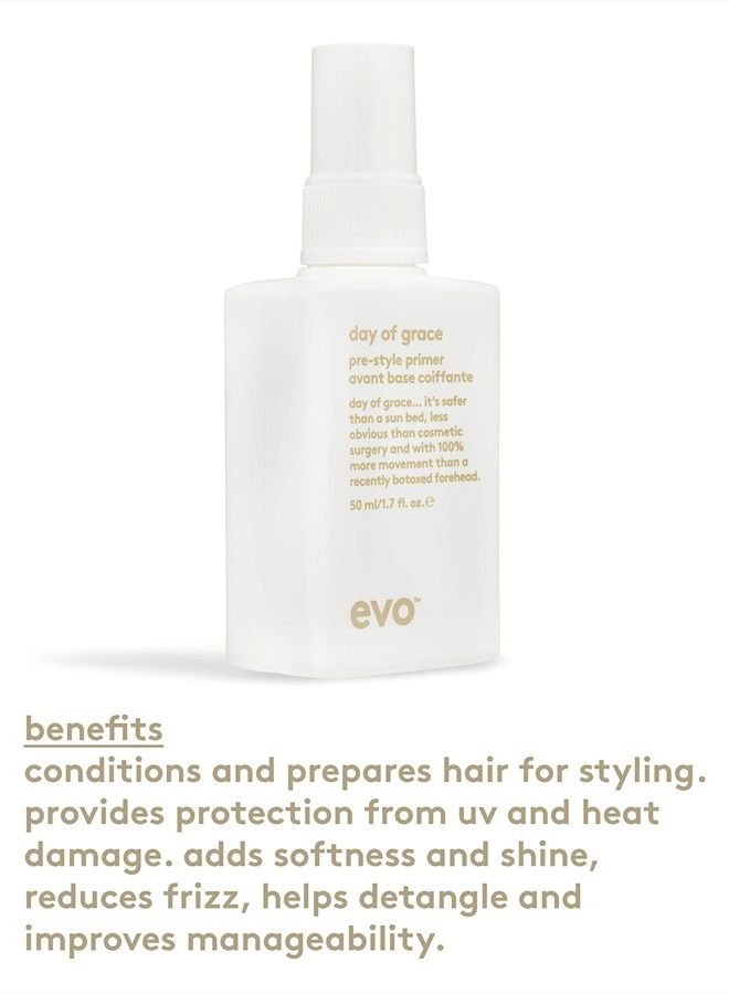 Day of Grace Pre-Style Primer - Leave-in Heat Protectant Spray - Moisturizes, Detangles & Smooths Hair - Travel Size, 50ml / 1.7fl.oz