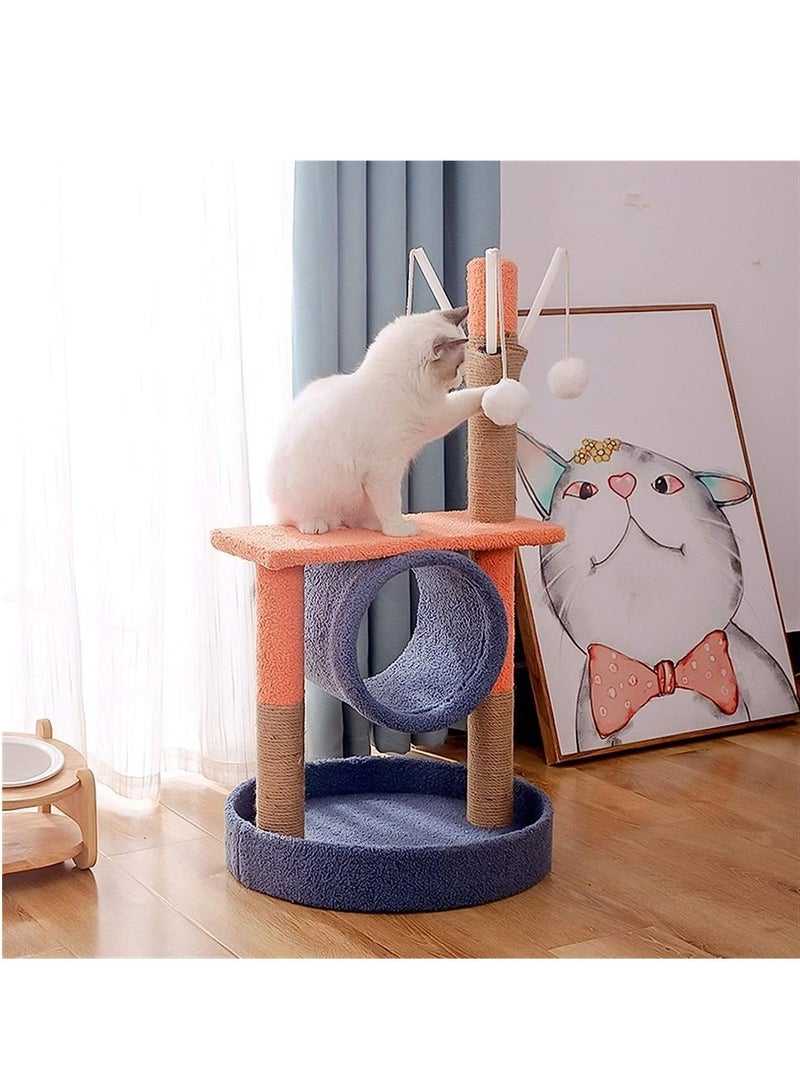 Cat tree cat tower one through the sky column multi-level kitten room, small cats with a jumping platform, comfortable plush apartment and sisal column for indoor activities