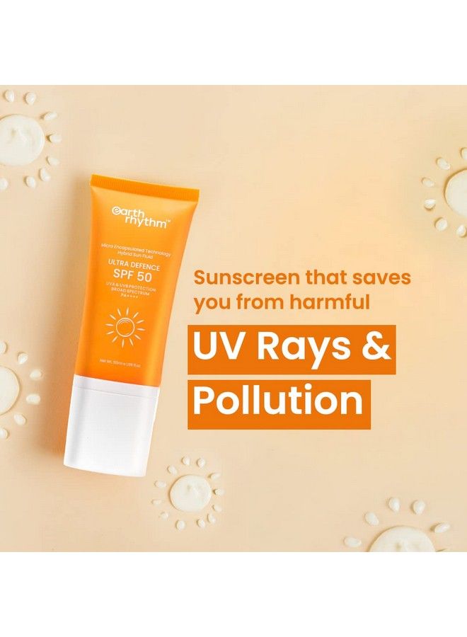 Ultra Defence Hybrid Sunscreen Spf 50 For Oily Sensitive Acne Prone Or Dry Skin| Pa++++ Non Sticky/Non Greasy Leaves No White Cast; Men & Women Pack Of 2 (50Ml Each)