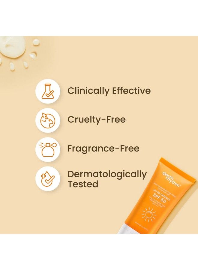 Ultra Defence Hybrid Sunscreen Spf 50 For Oily Sensitive Acne Prone Or Dry Skin| Pa++++ Non Sticky/Non Greasy Leaves No White Cast; Men & Women Pack Of 2 (50Ml Each)