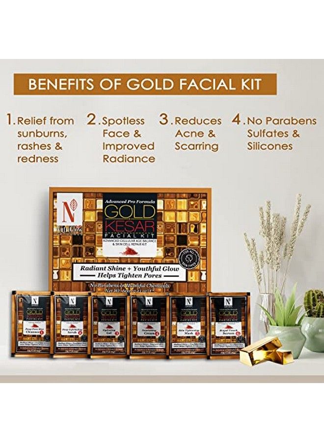 Natural'S Advanced Pro Formula Combo Pack Of 4 Gold Kesar Facial Kit & Diamond Radiance Facial Kit 60Gm Each For Skin Cell Repair Reduce Pigmentation