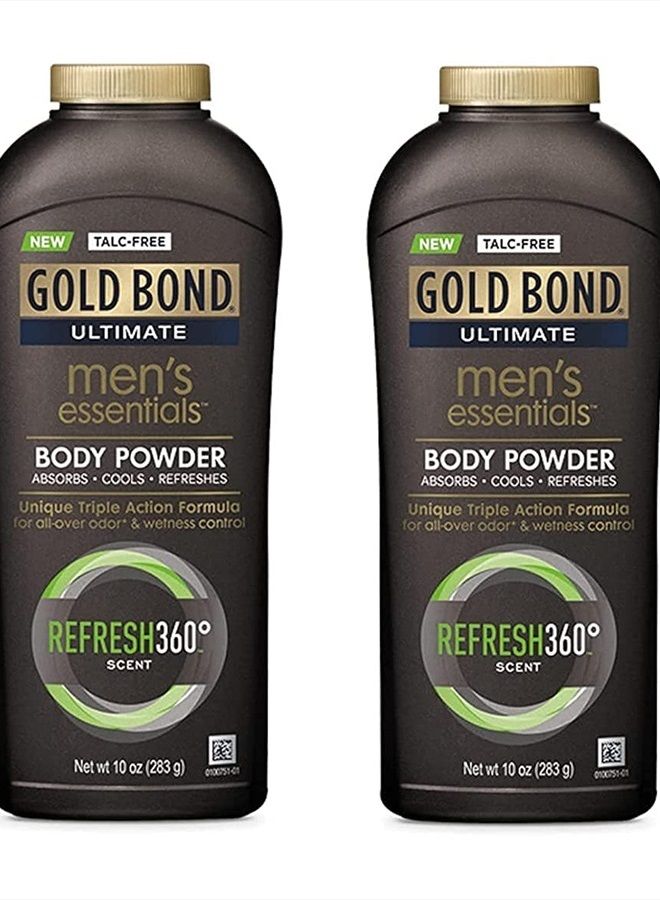 Ultimate Men's Essentials Body Powder, 10 oz, Pack of 2