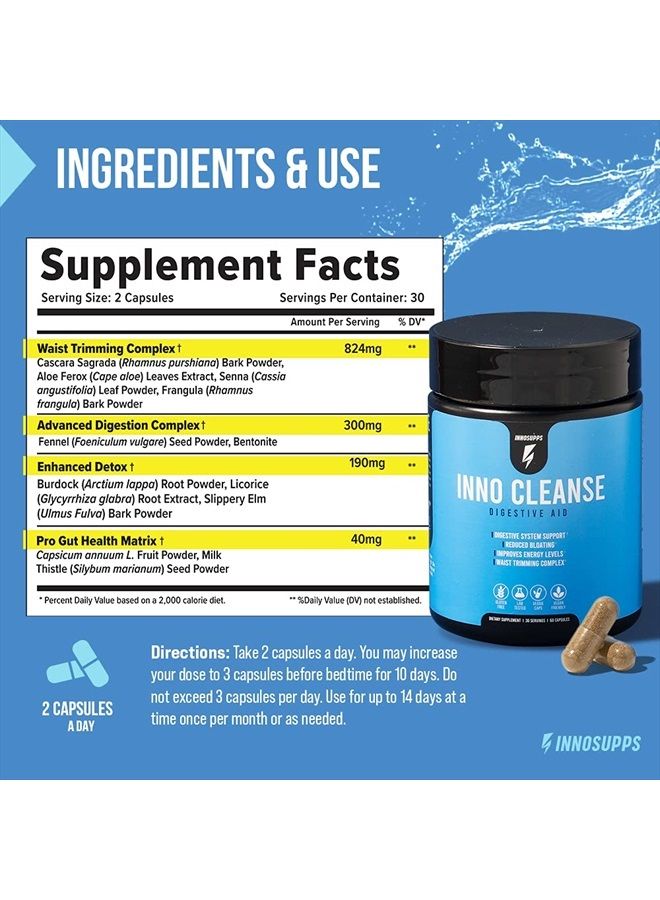Inno Cleanse - Waist Trimming Complex | Digestive System Support & Aid | Reduced Bloating | Improves Energy Levels | Gluten Free, Vegan Friendly
