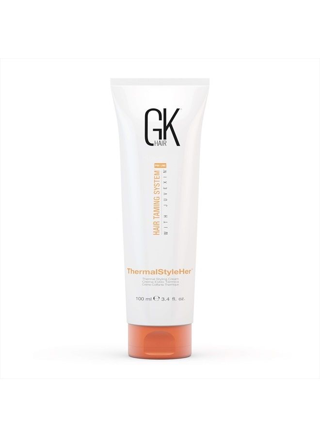 Global Keratin ThermalStyleHer Hair Cream (3.4 Fl Oz/100ml) - Thermal Styling Cream -All Hair Types