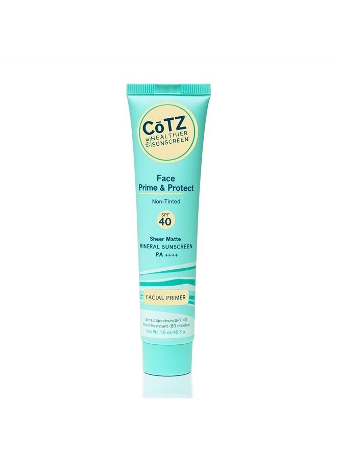 COTZ Face Prime & Protect Non-Tinted Mineral Sunscreen and Facial Primer Broad Spectrum SPF 40; PA++++ 1.5 oz / 42.5 g.