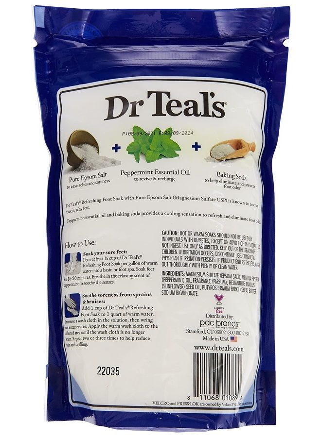 Dr. Teal's Epsom Salt Foot Soak, Cooling Peppermint, 32 Ounce (Packaging May Vary)