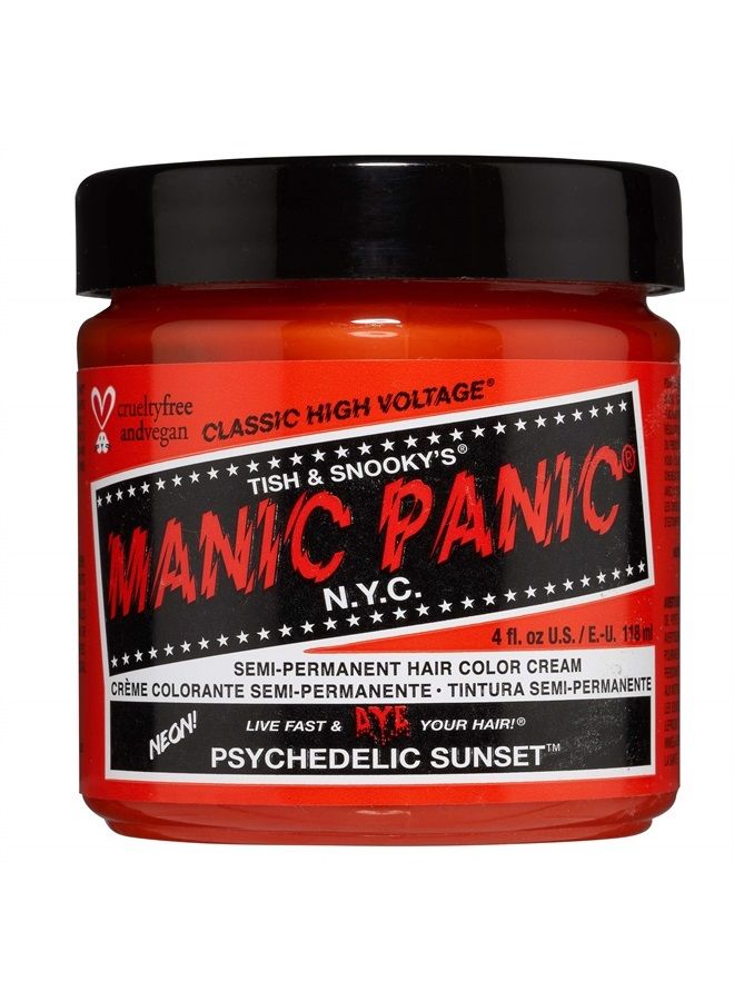 Psychedelic Sunset Hair Dye - Classic High Voltage - Semi Permanent Hair Color - Radiant, Fiery Orange Shade - Vegan, PPD & Ammonia Free for Hair Coloring on Men & Women