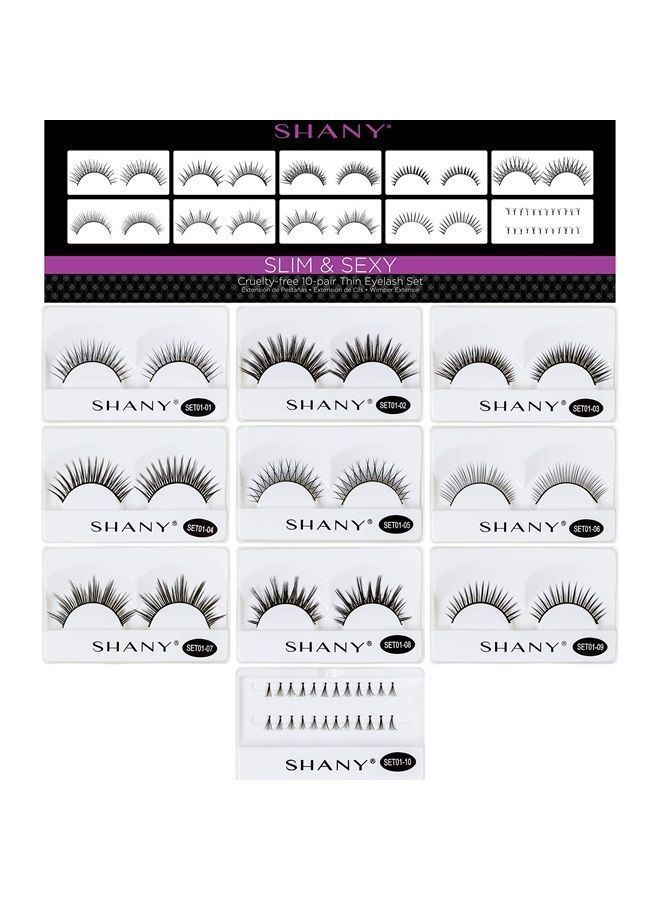 Eyelash extend - set of 10 assorted reusable eyelashes - Thin Collection