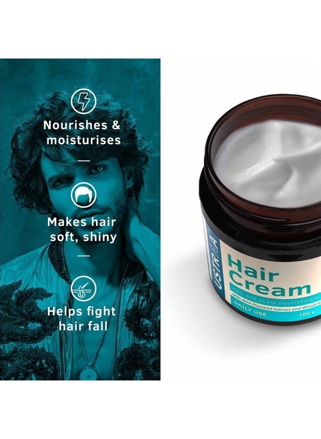 Daily Use Hair Cream - 100g - Suitable for All Hair Types, Non-Greasy Nourishment for Hair, Non-Sticky Alternative to Oil, Enriched with Wild Flax Seeds, Almond Oil
