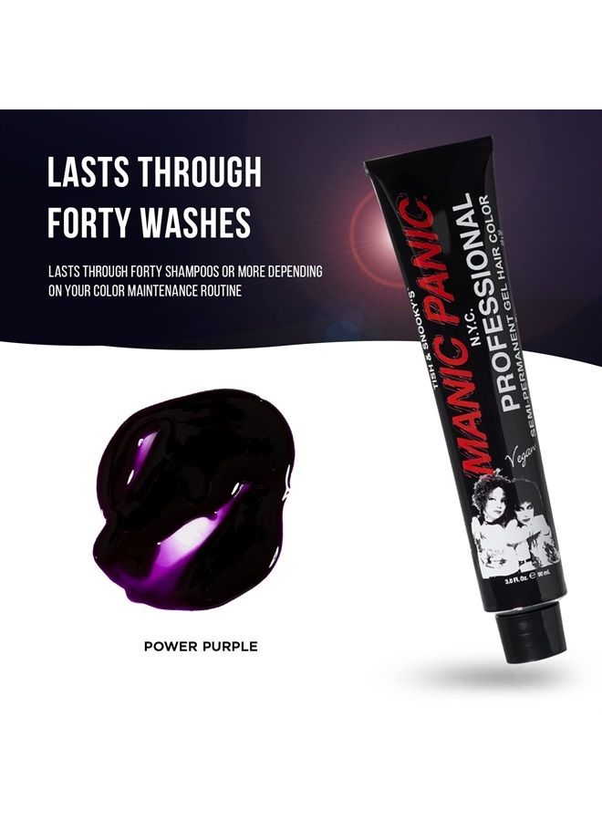 Professional Love Power Purple - Medium Red Based Violet Purple Semi Permanent Gel Hair Color - Lasts Through 40+ Washes - No Developer Required (3oz)