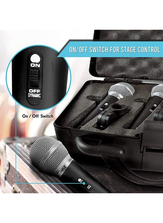 3 Piece Professional Dynamic Microphone Kit Cardioid Unidirectional Vocal Handheld MIC with Hard Carry Case & Bag, Holder/Clip & 26ft XLR Audio Cable to 1/4'' Audio Connection (PDMICKT34)