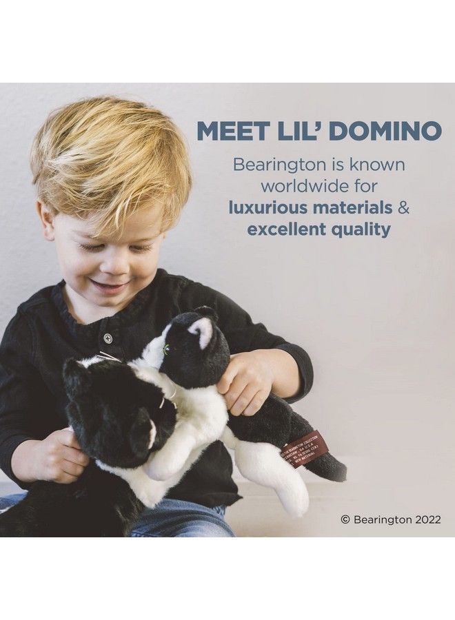 Bearington Lil’ Domino Stuffed Kitty: Plush Black & White Kitty Cat Ultrasoft 8” Plush Toy Made With Premium Fill Expressive Face And A Velour Belly; Machine Washable Great Gift For Cat Lovers