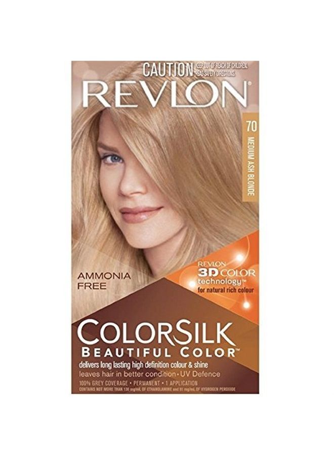 Revlon ColorSilk Hair Color 70 Medium Ash Blonde 1 Each ( Pack of 4)