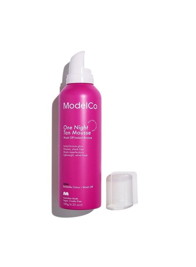 ModelCo One Night Tan Mousse - Wash-Off Instant Bronzer - Helps Blur Imperfections, Mattifies Skin - Delivers Flawless, Streak-Free Results - Glides On Smoothly And Easily - 6.35 Oz Self-Tan Mousse
