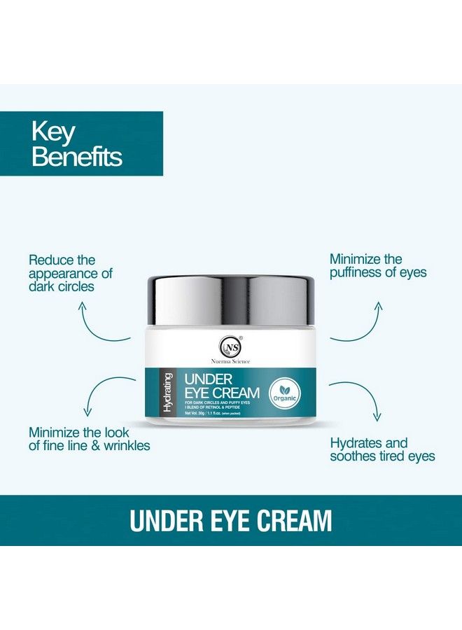 Hydrating Under Eye Cream For Dark Circles Wrinkles And Puffy Eyes With Blend Of Retinol & Peptides For Men & Women (30 G)