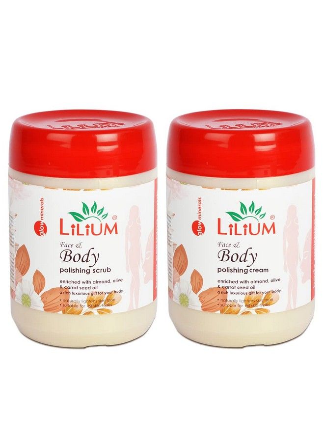 Body Polishing Scrub And Cream (900G Each) For Dull & Uneven Skin Tone ; Remove Dirt & Dead Skin ;Improve Skin Texture ; Soft & Smooth Skin; For Men & Women ; All Skin Typespack Of 2
