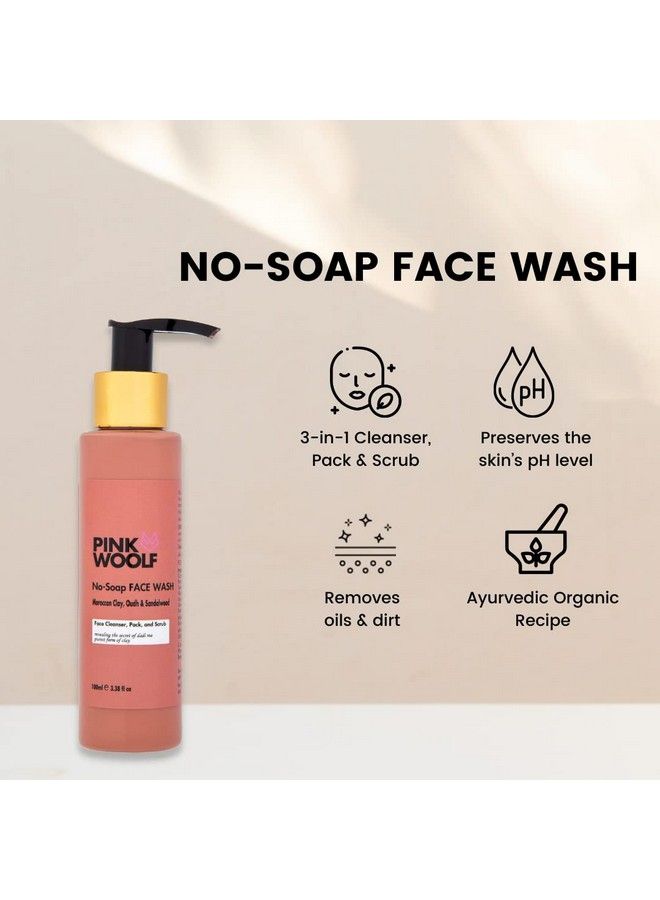 Face Wash ; No Soap No Foam ; Almond Saffron Neem Moroccan Clay ; Face Wash For Oily Skin ; Energizes All Types Of Skin Combo 300Ml (Pack Of 3)