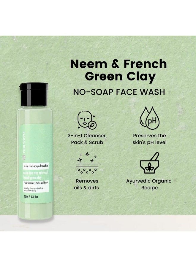 Face Wash ; No Soap No Foam ; Almond Saffron Neem Moroccan Clay ; Face Wash For Oily Skin ; Energizes All Types Of Skin Combo 300Ml (Pack Of 3)
