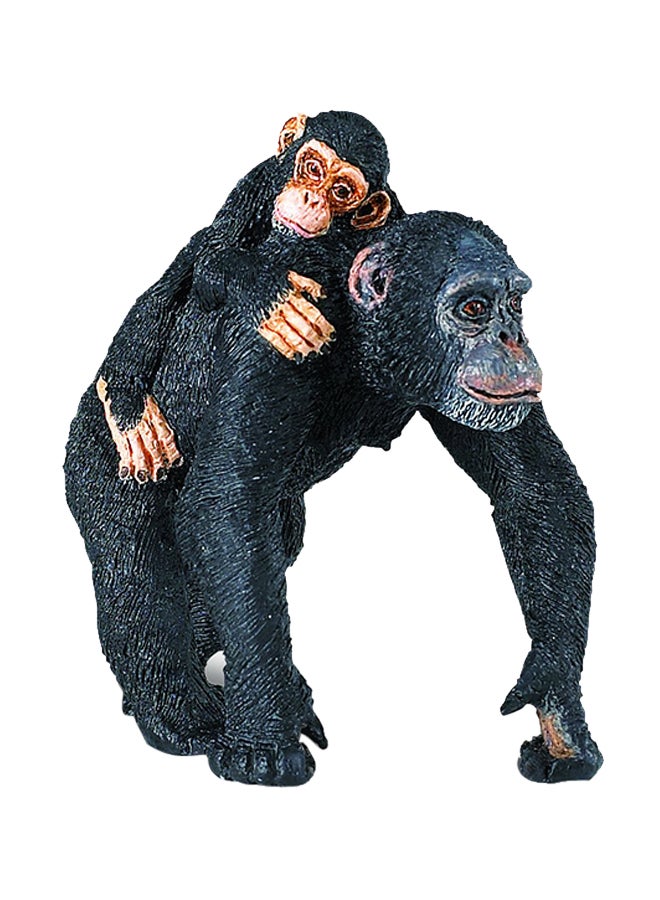 Wild Safari Wildlife Chimpanzee With Baby Figurine
