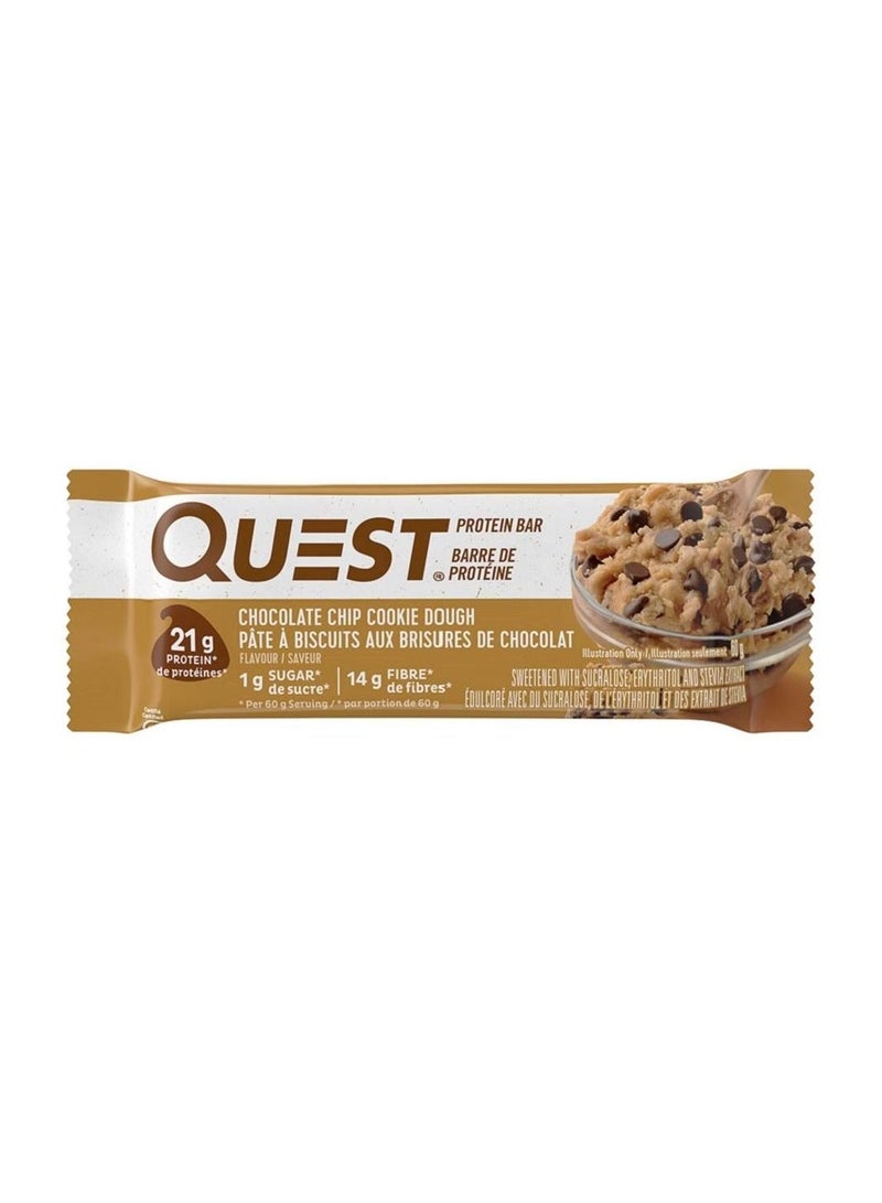 Quest Nutrition Chocolate Chip Cookie Dough Flavour Protein Bar, High Protein, Gluten Free, Keto Friendly