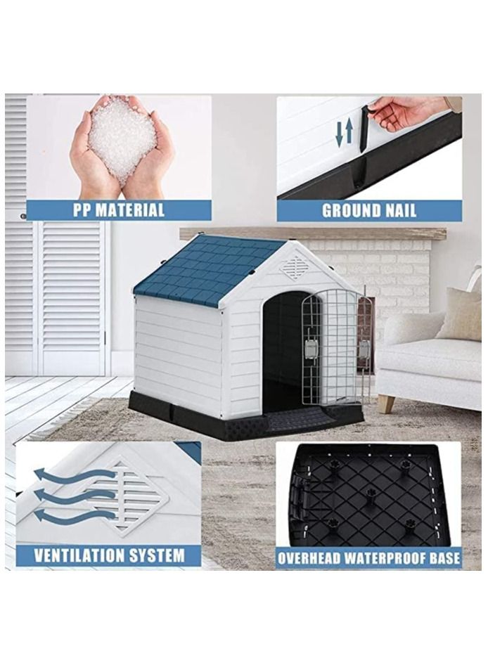 COOLBABY Dog House Large Medium Sized Dog Waterproof Plastic Dog House with Vents Elevated Floors and Doors for Easy Assembly