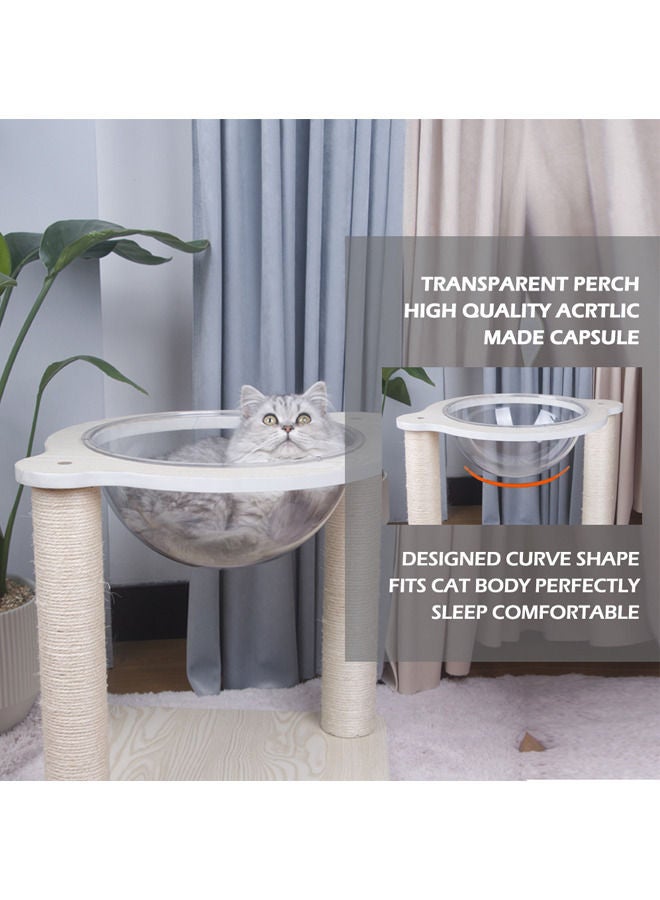 Cat Scratching Post Nest, Indoor Cat With Sisal Scratching Post Cat Tree, Kitten Toys Scratching Post Game Interactive (Space Capsule)