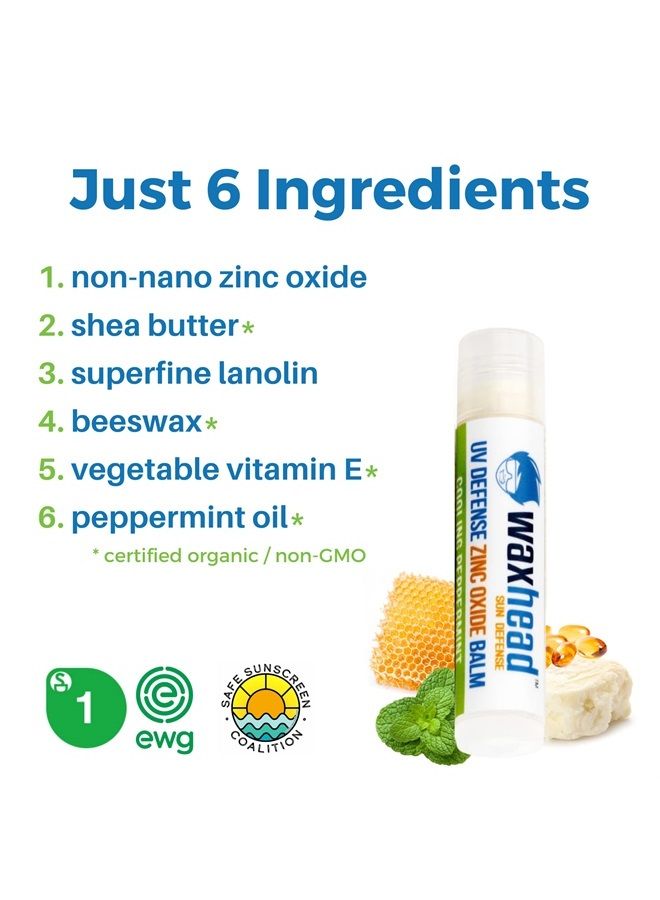 Waxhead Lip Sunscreen - Zinc Oxide Lip Balm Sunscreen for Lips, Lip Therapy, Lip SPF, Lanolin Lip Balm, Shea Butter Lip Balm, Sunscreen Lip Balm, Organic Lip Balm (4 pack, Mint)