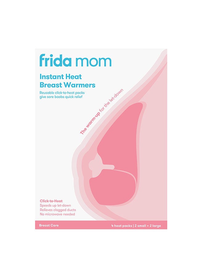 Instant Heat Reusable Breast Warmers - Reusable Click-to-Heat Relief In An Instant For Nursing With Pumping Moms - 2 Sets - 2 Small + 2 Large Heat Packs