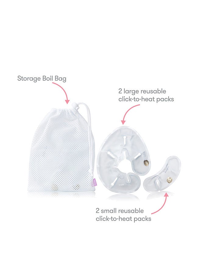 Instant Heat Reusable Breast Warmers - Reusable Click-to-Heat Relief In An Instant For Nursing With Pumping Moms - 2 Sets - 2 Small + 2 Large Heat Packs