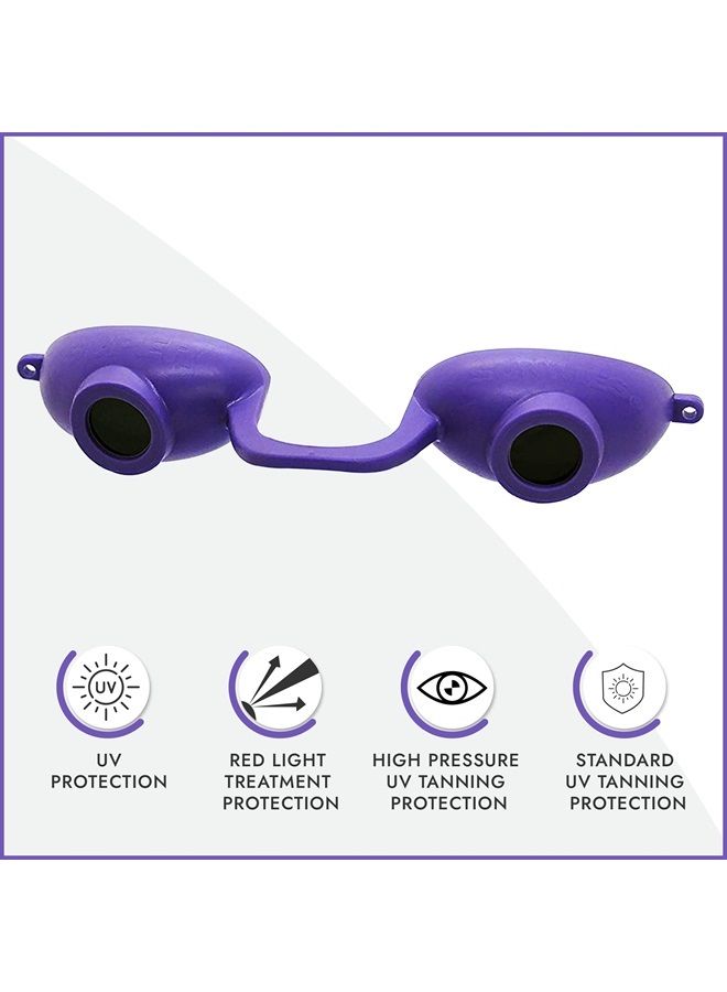 EVO FLEX Sunnies Flexible Tanning Bed Goggles UV Eye Protection Glasses 4 Pack (Purple), FDA Compliant