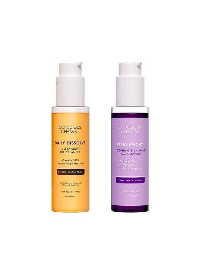 Brightening Double Cleansing Kit; Oil Cleanser & Pore Refining Face Wash; Niacinamide & 100% Plant Origin Oils; Vegan & Cruelty Free; Pack Of 2