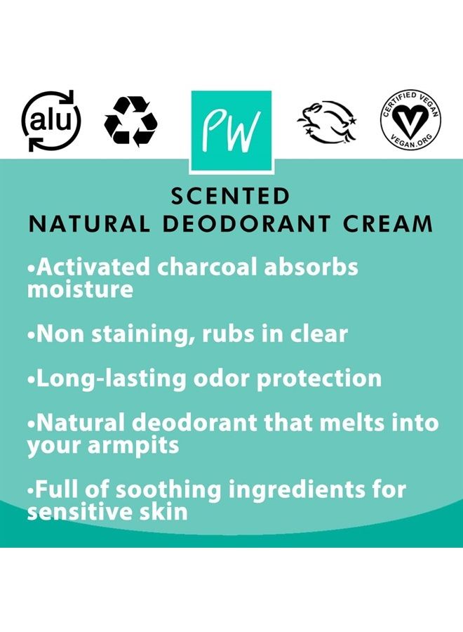 Natural Deodorant w/Activated Charcoal | 24-Hour Sweat Protection, Vegan, Aluminum Free Deodorant for Women & Men | Travel Essential Shark Tank Product | 50g Scented Single Jar