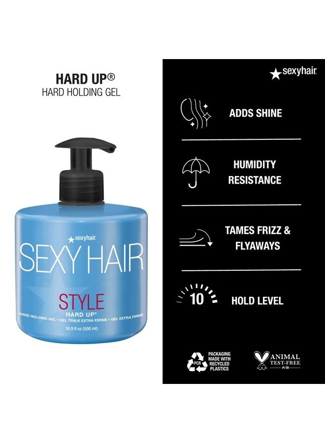 Style Hard Up Hard Holding Gel, 16.9 Oz | Extreme Hold | Non-Flaking Formula | All Hair Types