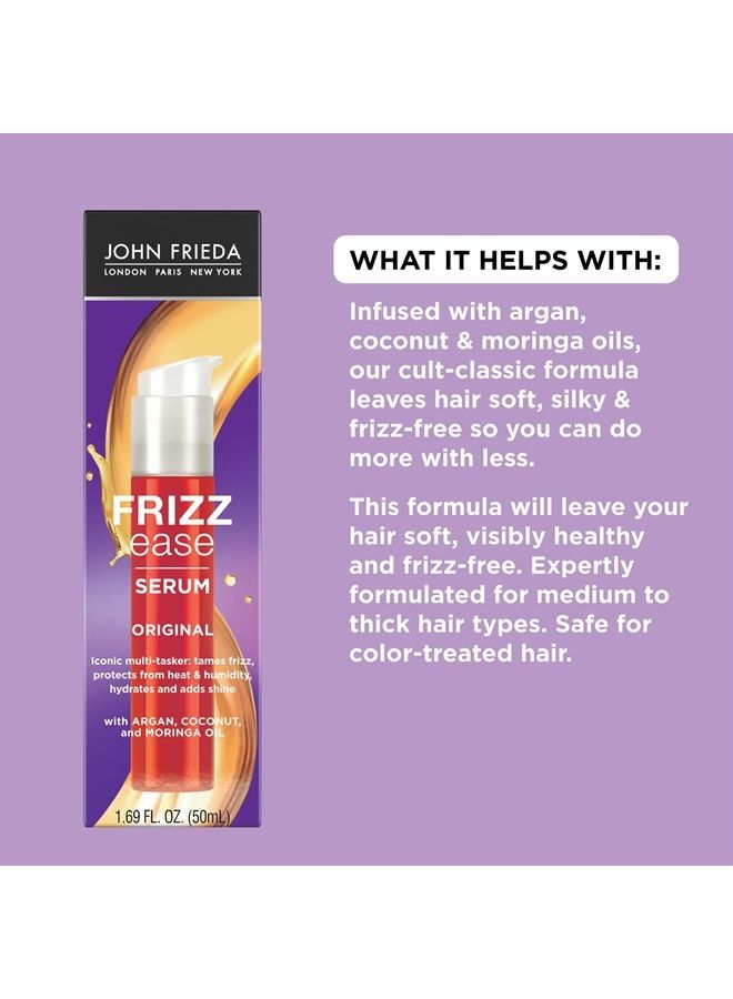 Frizz Ease Original Hair Serum, Anti-Frizz Heat Protecting, Infused with Silk Protein, 1.69 fl oz (2 Pack)