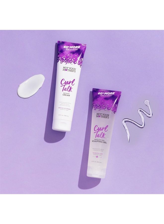 Curl Talk Frizz Control Sculpting Gel and Defining Cream (2-Pack) - Formulated with Rice Curl Complex - For All Curly Hair Types (9.7 oz, 2 Pack)
