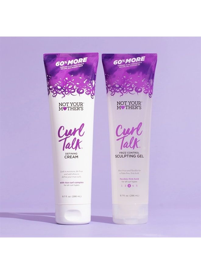 Curl Talk Frizz Control Sculpting Gel and Defining Cream (2-Pack) - Formulated with Rice Curl Complex - For All Curly Hair Types (9.7 oz, 2 Pack)