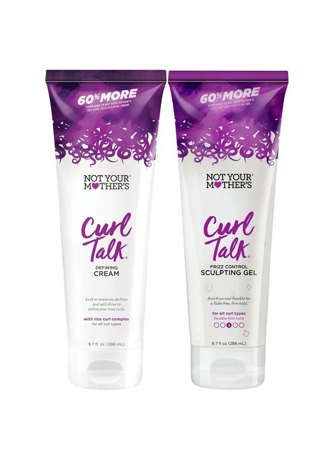 Curl Talk Frizz Control Sculpting Gel and Defining Cream (2-Pack) - Formulated with Rice Curl Complex - For All Curly Hair Types (9.7 oz, 2 Pack)