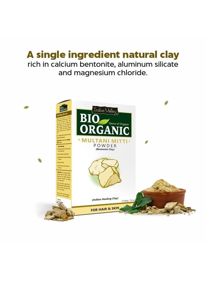 Indus Valley Bio Organic Multani Mitti Powder 100% Pure Natural & Organic Skin Care, Reduces fine lines & wrinkles, Lightens suntan, dark spots and pigmentation, Cruelty-free & Vegan, Certified USDA O