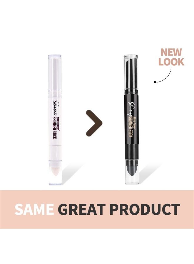 Highlighter Stick, Double Ended Highlighter Makeup Stick with Sponge Brush, Shimmer Waterproof Long Lasting Smooth Silver Glitter Brighten Face Makeup Pencil, 1 Count