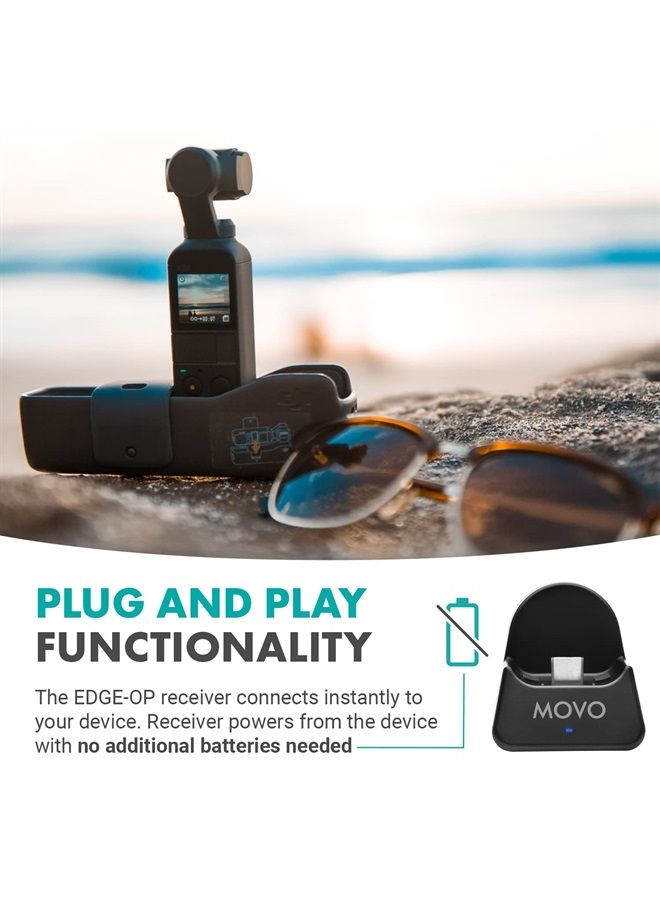 Edge-OP-Duo Dual Wireless Lavalier Microphone for Osmo Pocket 1 and 2 - Wireless Clip-on Lapel Mic, 2 Transmitters, and Receiver Set for Video, Vlogging, Filming