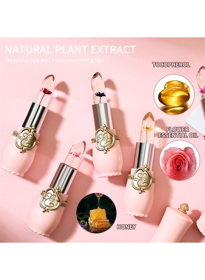 6 Pcs/Set Flower Jelly Lipstick Set Temperature Change Moisturizer Long Lasting Nutritious Balm Magic Color Change Lip Gloss