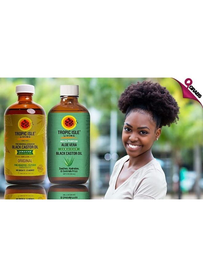 Hair & Skin Conditioner Oil | Jamaican Black Castor Oil for Dry Hair and Skin | 100% Pure and Natural 4 oz (Aloe Vera)
